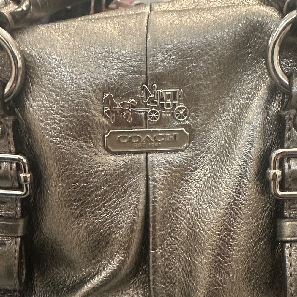Coach Metallic Silver Satchel/crossbody
